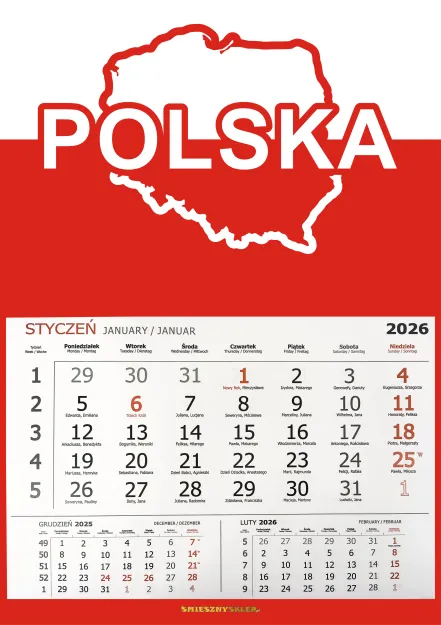 Kalendarz 2026 - Polska