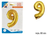 Balon foliowy - 9 złoty (duży - 80 cm) - na hel - 2
