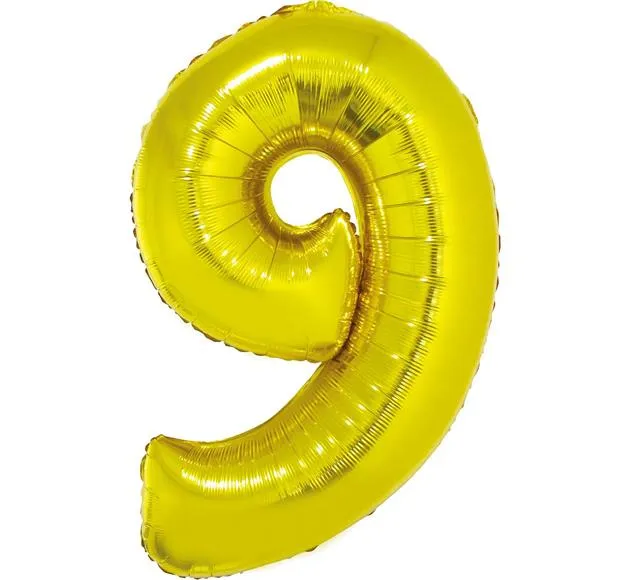 Balon foliowy - 9 złoty (duży - 80 cm) - na hel