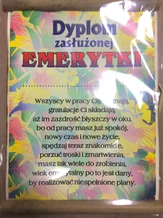 Dyplom z bambusem - Zasłużonej Emerytki