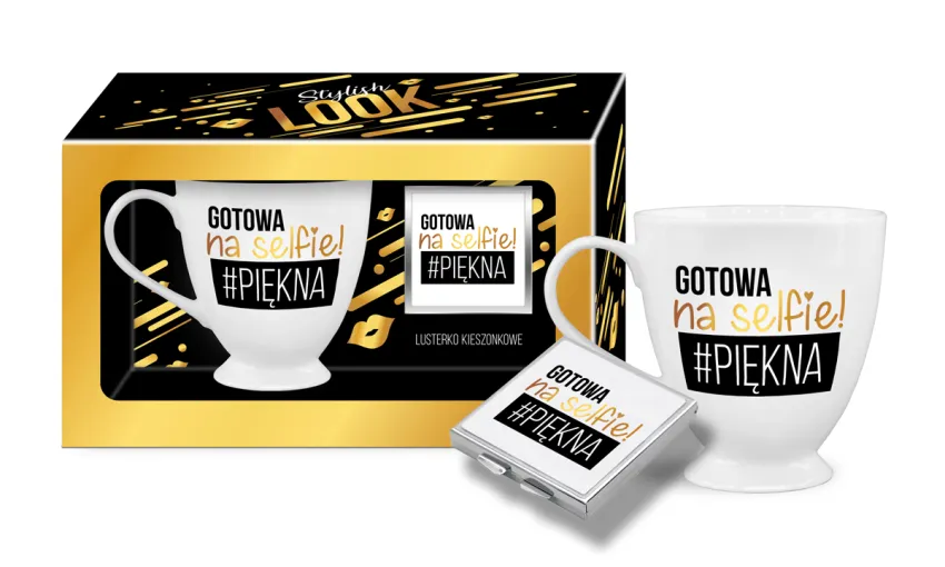 Zestaw Stylish Look - Kubek + Lusterko - Gotowa na selfie! #piękna