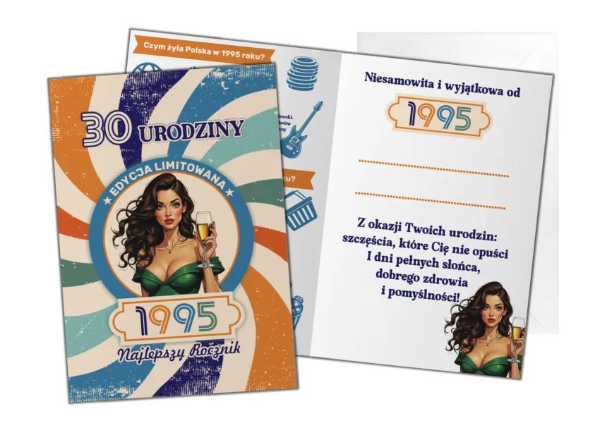 Kartka C5 - 30 urodziny (kobieta) 1995 Najlepszy Rocznik, edycja limitowana