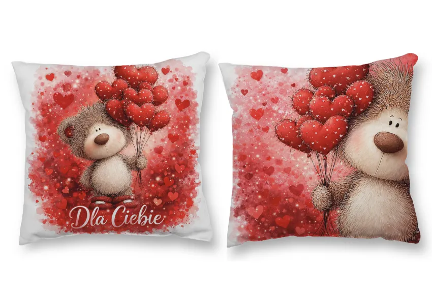 Poduszka obustronna śr. - Dla Ciebie (miś z balonami)