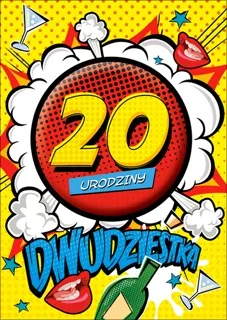 Karnet XXL z mega przypinką - 20 Urodziny