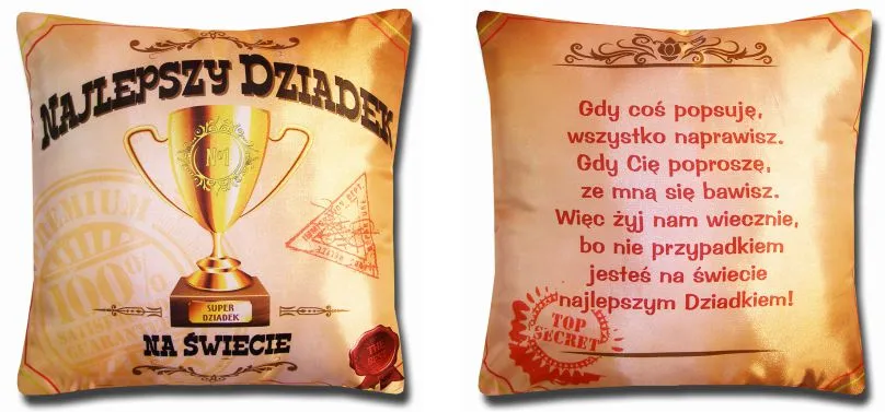 Poduszka obustronna, mała - Najlepszy Dziadek na świecie / Gdy coś popsuję, wszystko naprawisz ...