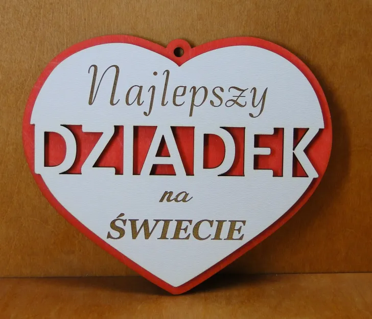 Zawieszka Serce z ażurem - Najlepszy Dziadek na świecie