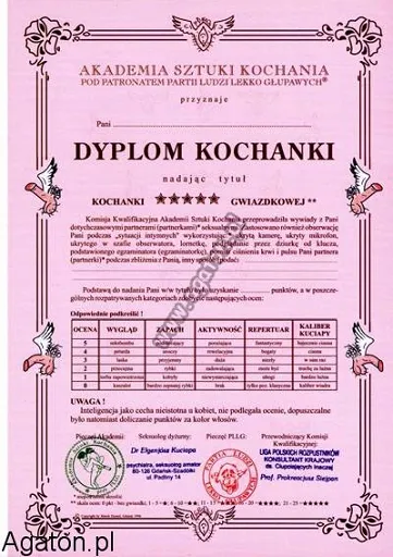 Dyplom kochanki + koperta