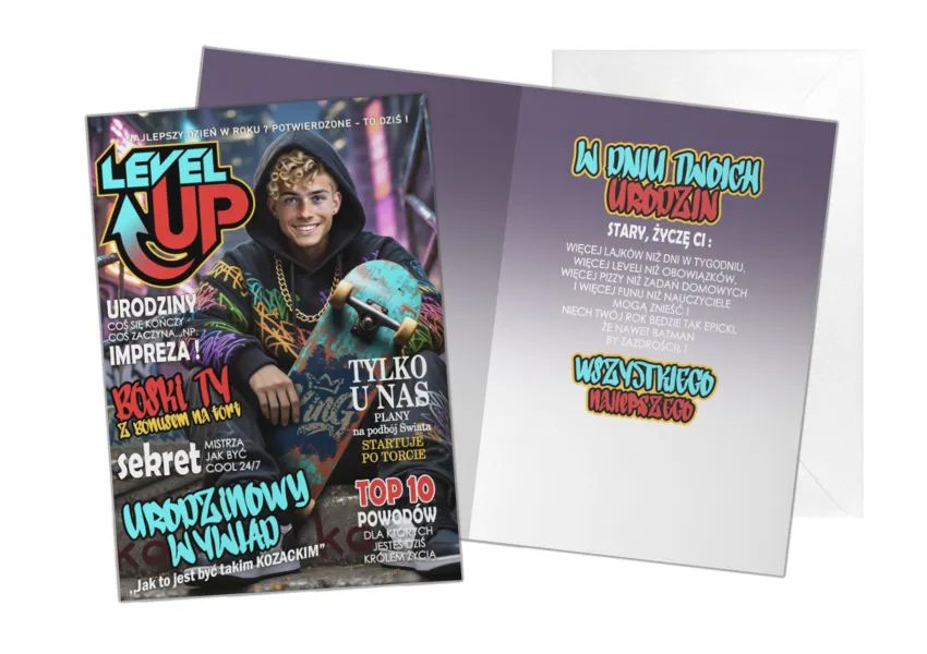 Kartka C5 - Level Up Top 10 powodów dla których jesteś dziś królem życia