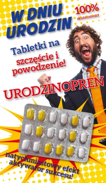 Karnet + drażetki - W dniu urodzin. Urodzinopren. ....  na szczęście i powodzenie.