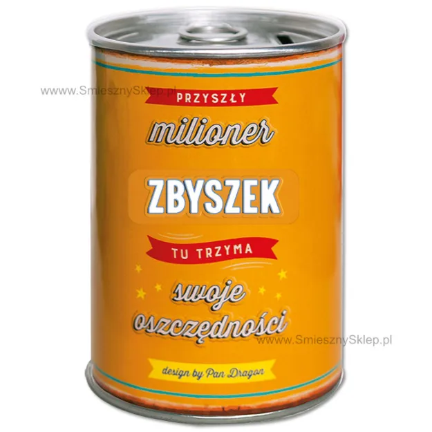 Puszka Skarbonka Vip - Zbyszek - Przyszły milioner tu trzyma swoje oszczędności