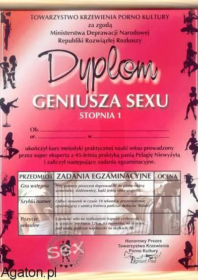 Dyplom - geniusza sexu stopnia 1