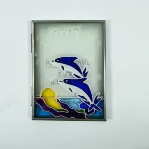 Witraże Greece - Delfiny na fali + ramka na zdjęcie 9 x 13 cm