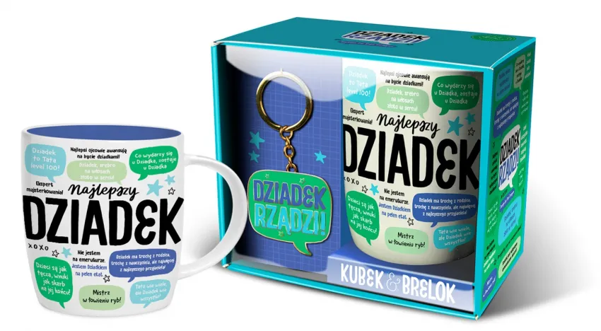 Zestaw kubek + brelok - Dziadek rządzi. Najlepszy Dziadek.
