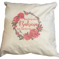 Poduszka len - Najlepsza Babcia na świecie (kwiaty)