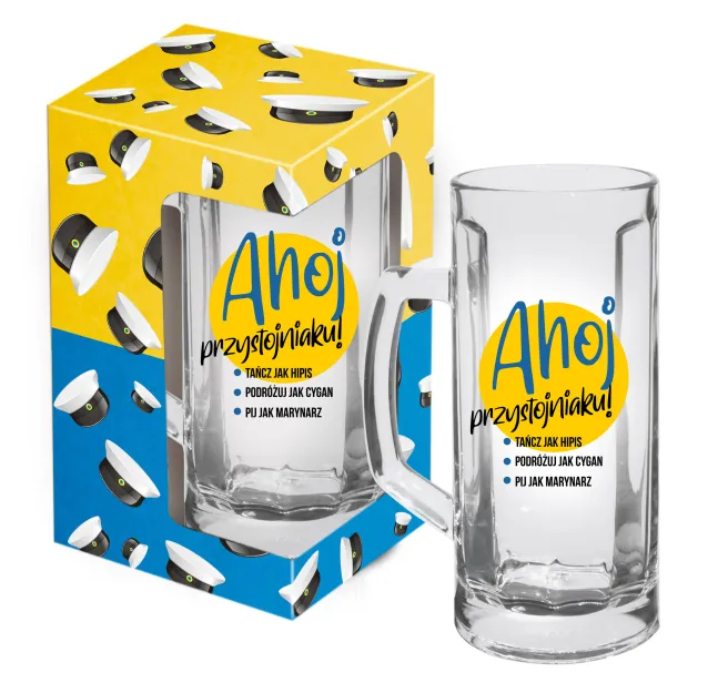 Kufel 0.5L - Ahoj przystojniaku, tańcz jak hipis, podróżuj jak cygan, ....