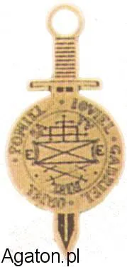 Amulet 42 - Boski miecz sprawiedliwości z tarczą Tetramorf + rzemyk - gratis!