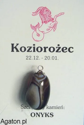 KOZIOROŻEC - Szczęsliwy kamień zodiaku z zawieszką- ONYKS