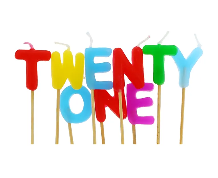 Świeczka - napis TWENTY ONE (21)