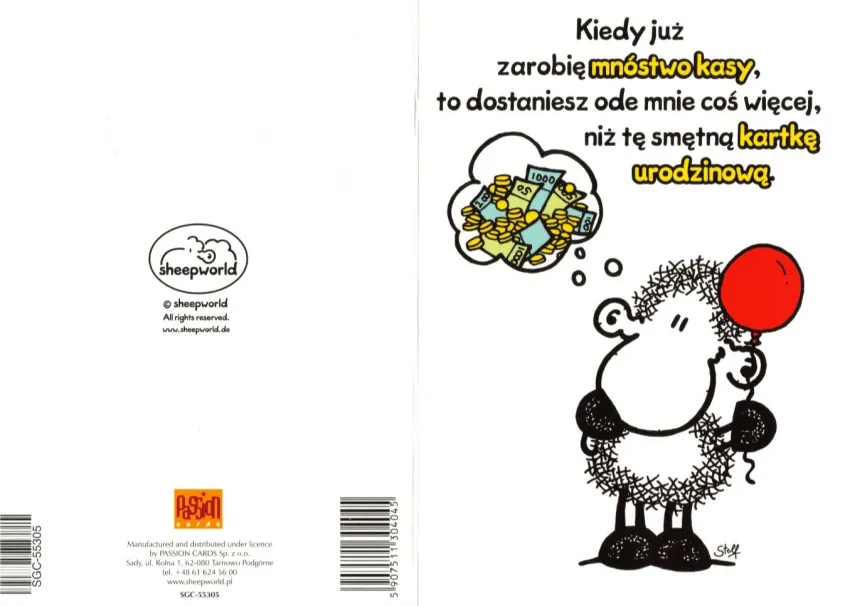 Karnet Sheepworld - Kiedy już zarobię mnóstwo kasy, to dostaniesz ode mnie...