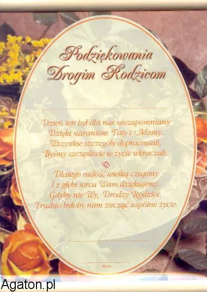 Dyplom - Podziękowania drogim rodzicom