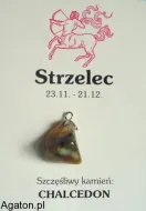 STRZELEC - szczęśliwy kamień zodiaku z zawieszką- CHALCEDON
