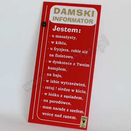 Damski informator - Jestem u masażysty, na dyskotece ... itd. mix kolorów