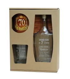 Karafka + szklanka whisky - Zmiana kodu na 7 z przodu. 70 urodziny (tekst grawerowany)