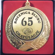 Medal w etui - 65 Rocznica ślubu gratulacje