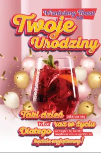 Karnet + naklejka na butelkę - Wznieśmy toast za Twoje urodziny
