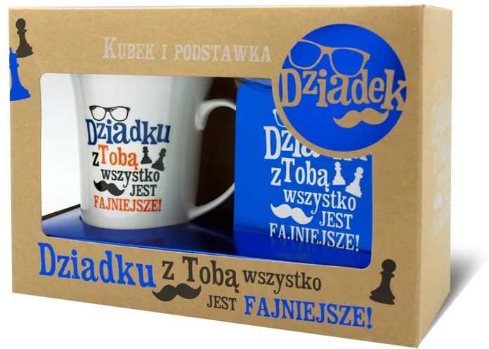 Kubek + podstawka - Dziadku z Tobą wszystko jest fajniejsze