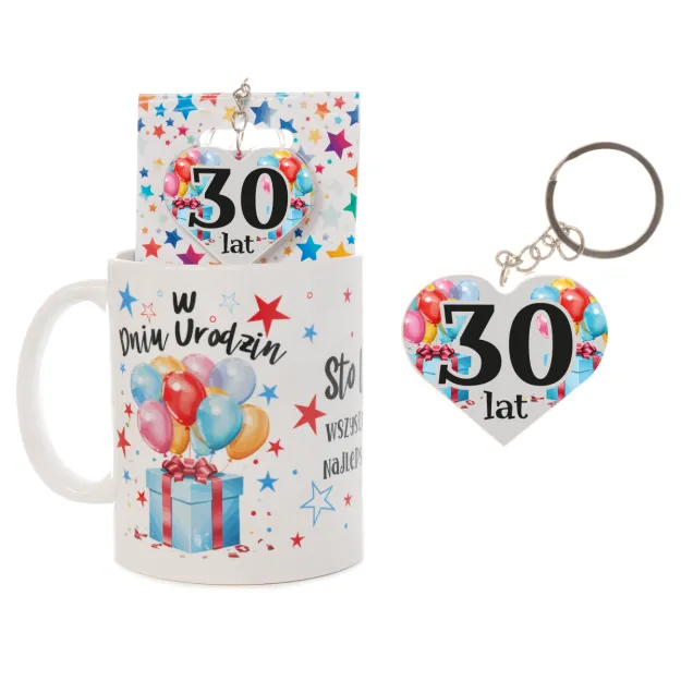 Kubek - W dniu urodzin + breloczek 30 lat