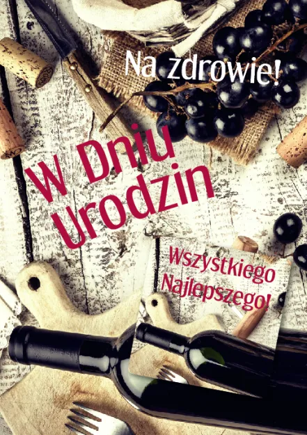Karnet z magnesem - Na zdrowie! W dniu urodzin wszystkiego najlepszego!