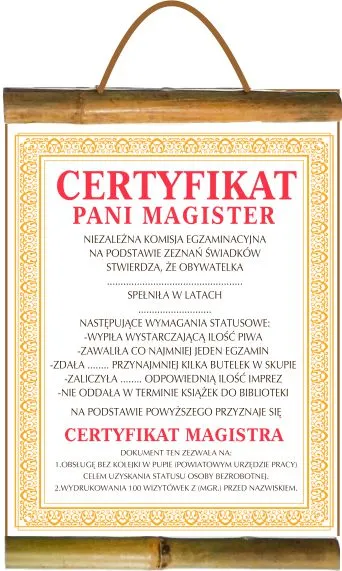 Dyplom z bambusem - Certyfikat Pani Magister