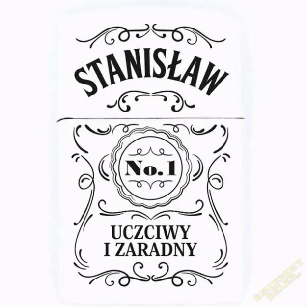 Zapalniczka z imieniem (biała) - Stanisław No.1 uczciwy i zaradny