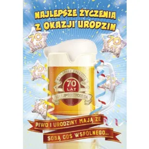 Karnet - 70 lat - Najlepsze życzenia z okazji urodzin.