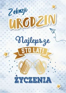 Karnet 3D z życzeniami - Z okazji urodzin. Najlepsze życzenia. Sto lat!