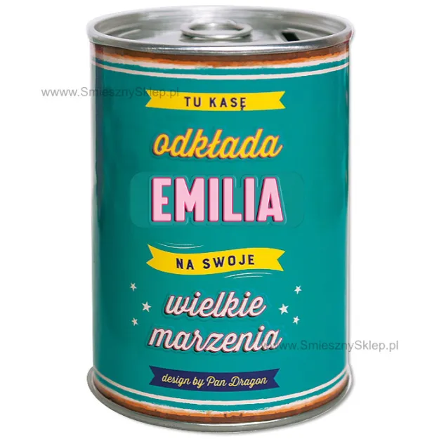 Puszka Skarbonka Vip - Emilia - Tu kasę odkłada na swoje wielkie marzenia