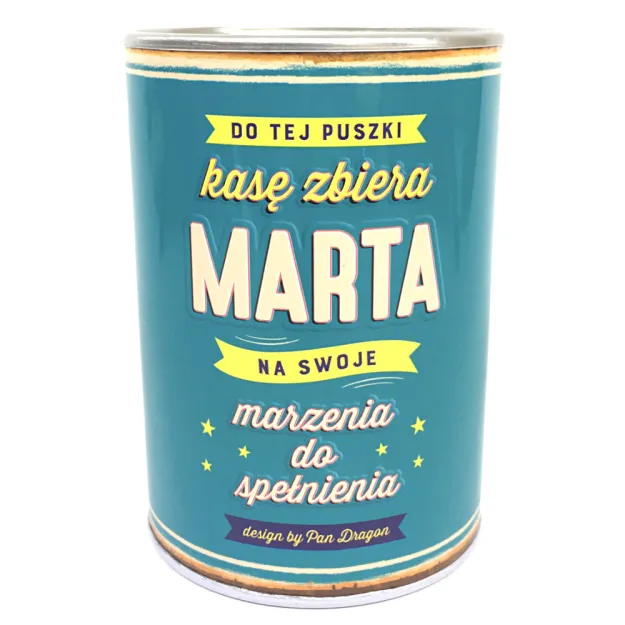 Puszka Skarbonka Vip - Marta - Do tej puszki kasę zbiera Marta na swoje marzenia do spełnienia