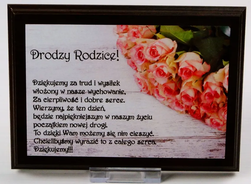 Dyplom na drewnie - Drodzy rodzice (róże)