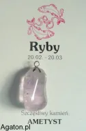 RYBY - Szczęśliwy kamień zodiaku z zawieszką - AMETYST
