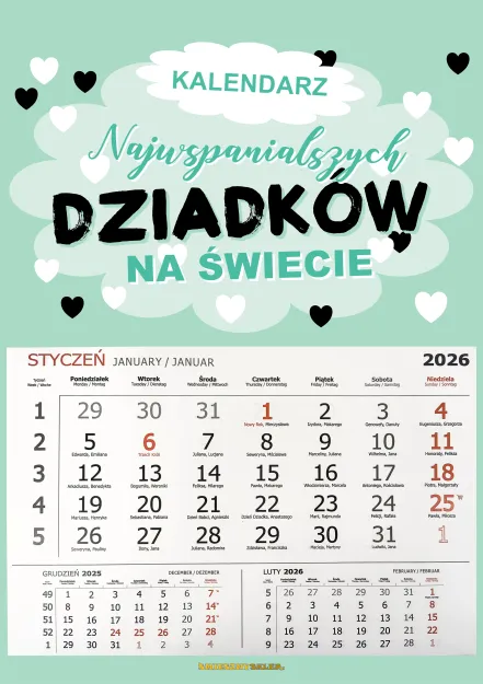 Kalendarz 2026 - Najwspanialszych Dziadków na świecie