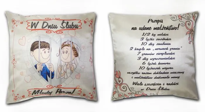 Poduszka śr. - W dniu ślubu Młodej Parze - Przepis na udane małżeństwo