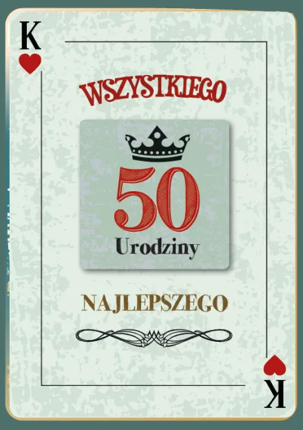 Karnet z magnesem - 50 urodziny. Wszystkiego najlepszego.