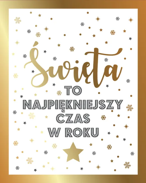 Torebka Kukartka L - Święta to najpiękniejszy czas w roku (złote zdobienia)