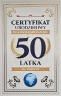 Karnet - Certyfikat urodzinowy 50 latka
