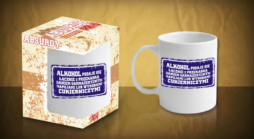 Kubek - Absurdy PRL-u - Alkohol podaje się łącznie z przekąską daniem ...