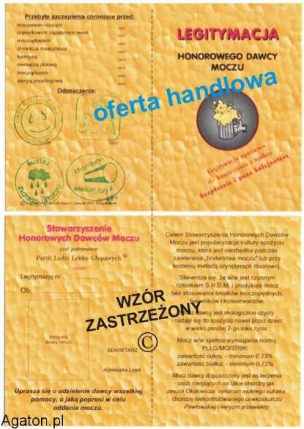 Legitymacja dawcy moczu