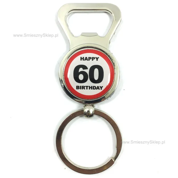 Brelok z otwieraczem - 60 Happy Birthday