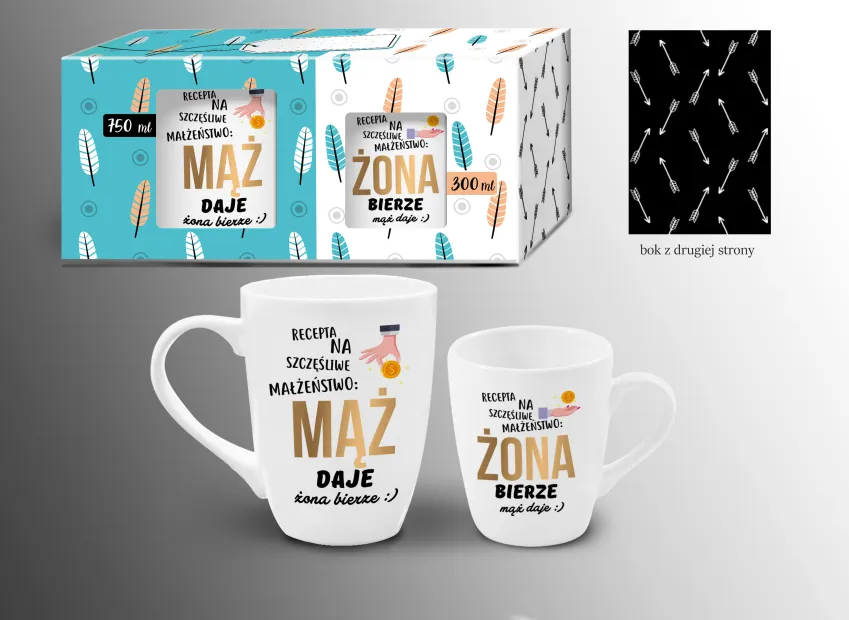 Zestaw 2 kubków - Mąż daje żona bierze / Żona bierze mąż daje