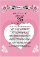 Dyplom - 25 Srebrne Gody - Gratulacje z okazji 25 Rocznicy Ślubu